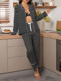 Women's polka dot long-sleeved trousers homewear set