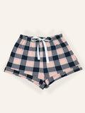 Plus Size Women's Knitted Casual Comfort Plaid Short Pajama Pants