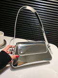 Fashion patent leather ladies baguette texture glossy underarm shoulder bag