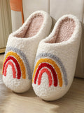 Cute Rainbow Pattern Cotton Slippers Indoor Home Plush Warm Slippers