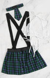 Plaid Sleeveless Babydoll Lingerie with Tie