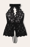 Women Floral Lace Sleeveless Bodysuit Lingerie