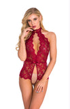 Women Floral Lace Sleeveless Bodysuit Lingerie