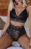 Strappy Lace Bralette High Waist Lace Up Panty Set