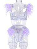 Sexy Lingerie-Lace Feather Sexy Lingerie Four-piece Set