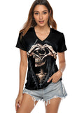 Skeleton Hand Print V-Neck Women's T-shirt