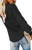 Women's V-Neck Lace Patchwork Solid Color Tie Loose Long Sleeve Chiffon Shirt