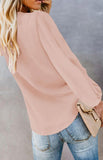 Women's V-Neck Lace Patchwork Solid Color Tie Loose Long Sleeve Chiffon Shirt