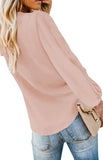 Women's V-Neck Lace Patchwork Solid Color Tie Loose Long Sleeve Chiffon Shirt