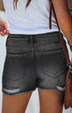 Women's Casual Washed And Torn Denim Shorts