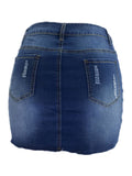 Women's ripped loose and slim denim skirt