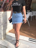 Women's Retro Fringe Pack Hip Denim Short Skirt