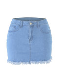 Women's Retro Fringe Pack Hip Denim Short Skirt