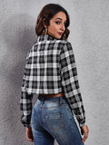 Women's fashion Plaid zebra pattern long sleeve short cardigan thin coat