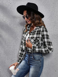 Women's fashion Plaid zebra pattern long sleeve short cardigan thin coat