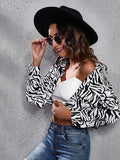 Women's fashion Plaid zebra pattern long sleeve short cardigan thin coat