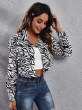 Women's fashion Plaid zebra pattern long sleeve short cardigan thin coat