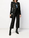 Women's fashion short double-breasted blazer