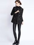 Women's small fragrant wind long sleeve tweed tartan jacket