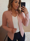 Small suit long sleeve solid color cardigan jacket top