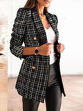 Women's long-sleeved double-breasted suit collar printed small jacket