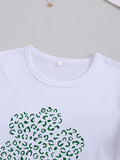 Leopard Shamrock Print Casual Tee