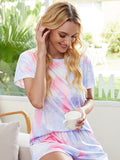 Casual print tie-dye gradient star pajamas short-sleeved homewear set