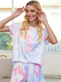 Casual print tie-dye gradient star pajamas short-sleeved homewear set