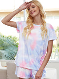 Casual print tie-dye gradient star pajamas short-sleeved homewear set