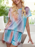 Casual print tie-dye gradient star pajamas short-sleeved homewear set