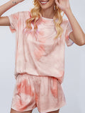 Casual print tie-dye gradient star pajamas short-sleeved homewear set