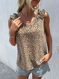 Women's Woven Fashion Casual Leopard V-Neck V-Neck Vest