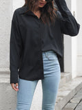 Solid color long-sleeved shirt J simple casual all-match top