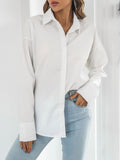 Solid color long-sleeved shirt J simple casual all-match top