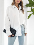 Solid color long-sleeved shirt J simple casual all-match top