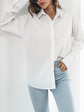 Solid color long-sleeved shirt J simple casual all-match top