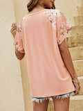 Summer casual dolman sleeve print stitching European and American T-shirt