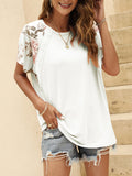 Summer casual dolman sleeve print stitching European and American T-shirt