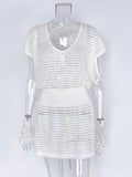 Women's Knitted Sexy See-Through Low Waist Twisted Sling Dress Blouse