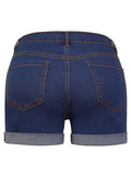 Stylish simple high elastic women's denim shorts