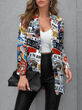 Fashion trend graffiti printing logo plate  ladies suit jacket