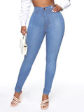 Women's Solid Color Slim High Stretch Denim Pencil Pants