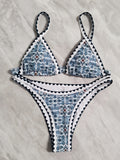 New bikini split swimsuit digital printing crochet split swimsuit