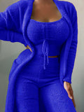 New Fashion Plush Tie Camisole Jacket Trousers 3-piece Suit