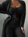 New Fashion Plush Tie Camisole Jacket Trousers 3-piece Suit