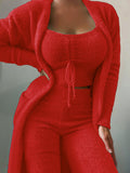 New Fashion Plush Tie Camisole Jacket Trousers 3-piece Suit