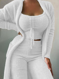 New Fashion Plush Tie Camisole Jacket Trousers 3-piece Suit