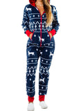 Women's elk print one-piece home wear pajamas