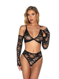 Sexy lingerie, lace transparent pajamas set with gloves, one-piece home wear