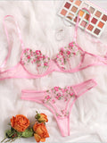 Sexy Floral Knit Lingerie Set in Polyester Fabric